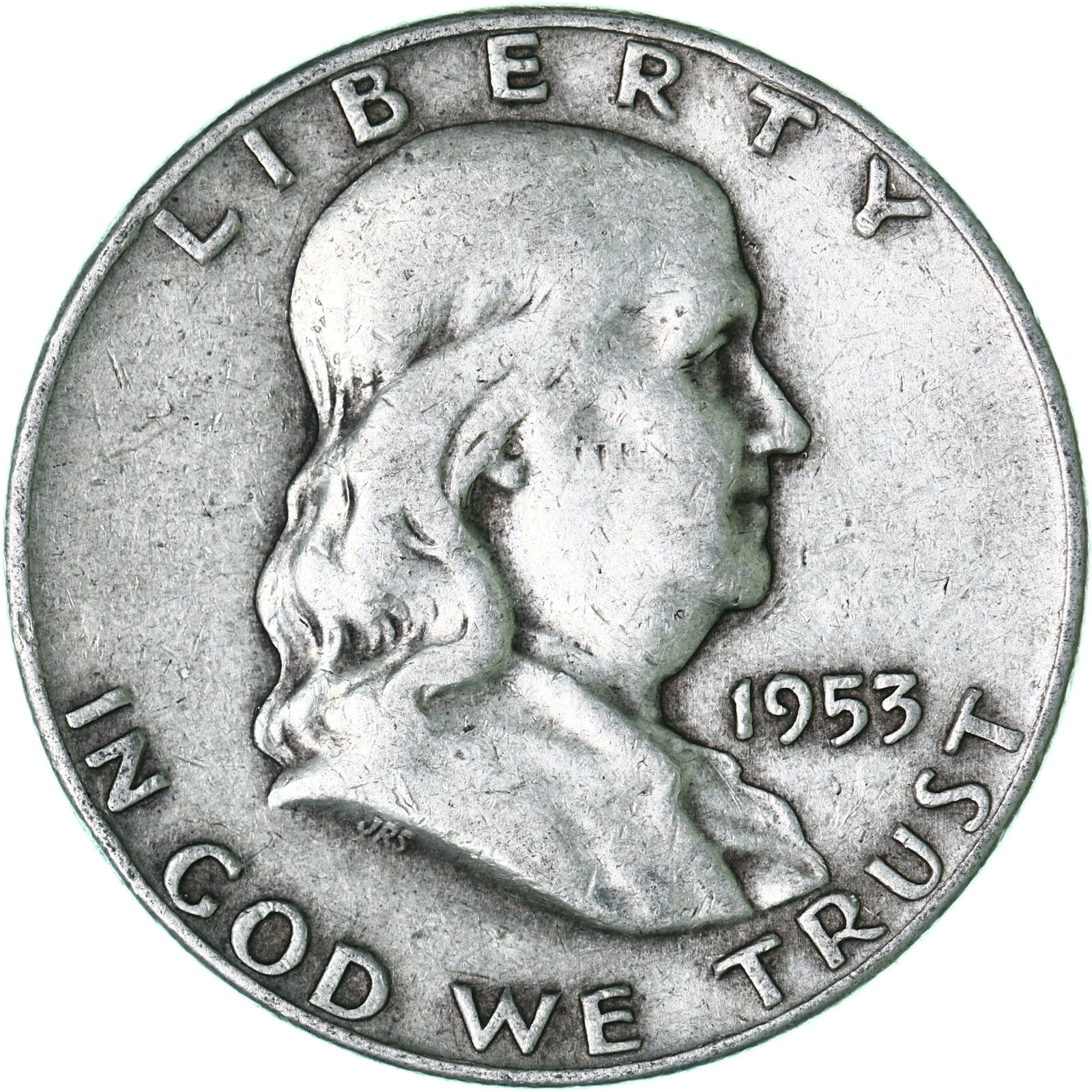 1953 D Franklin Half Dollar 90% Silver Fine FN