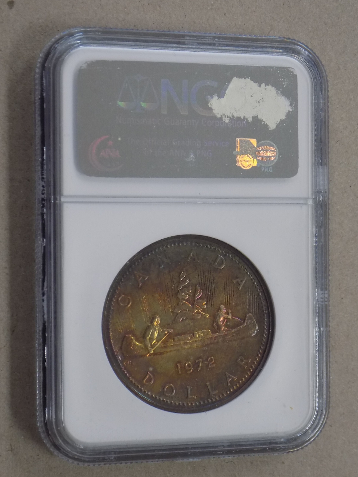 1972 $1 Canada Silver Dollar NGC SP66 Rainbow Toning