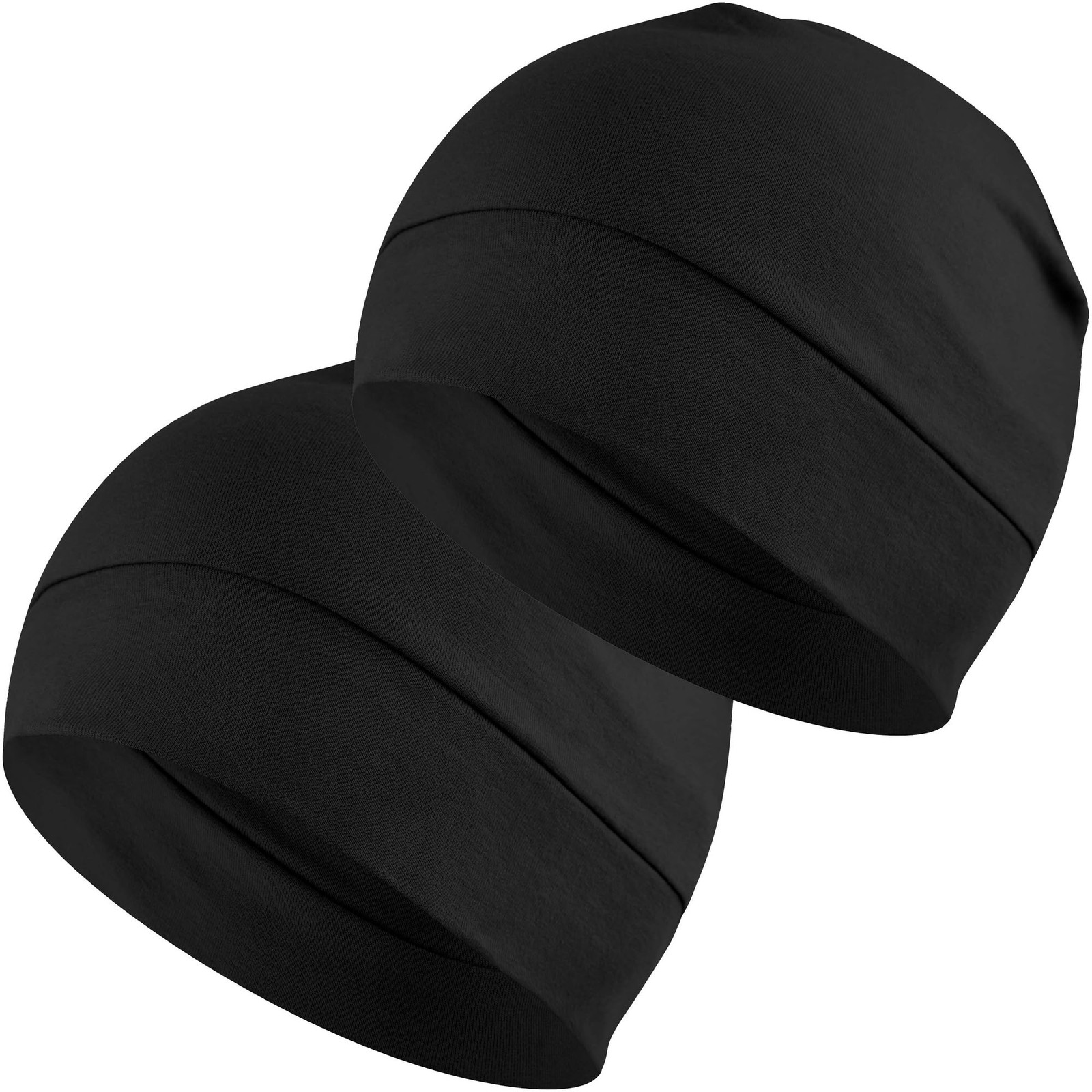 Headshion Cotton Skull Caps for Men Women,2-Pack One Size, Black &