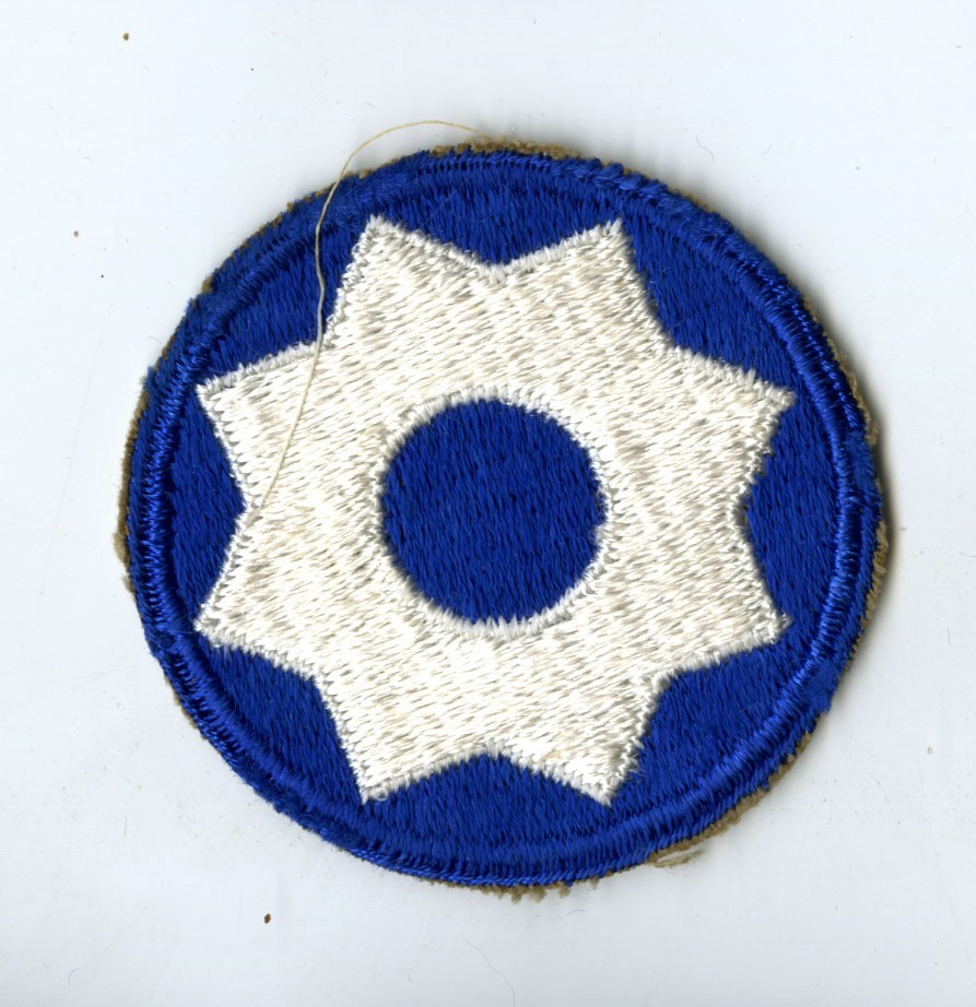8th Service Command White Back Patch WWII Vintage Southern States