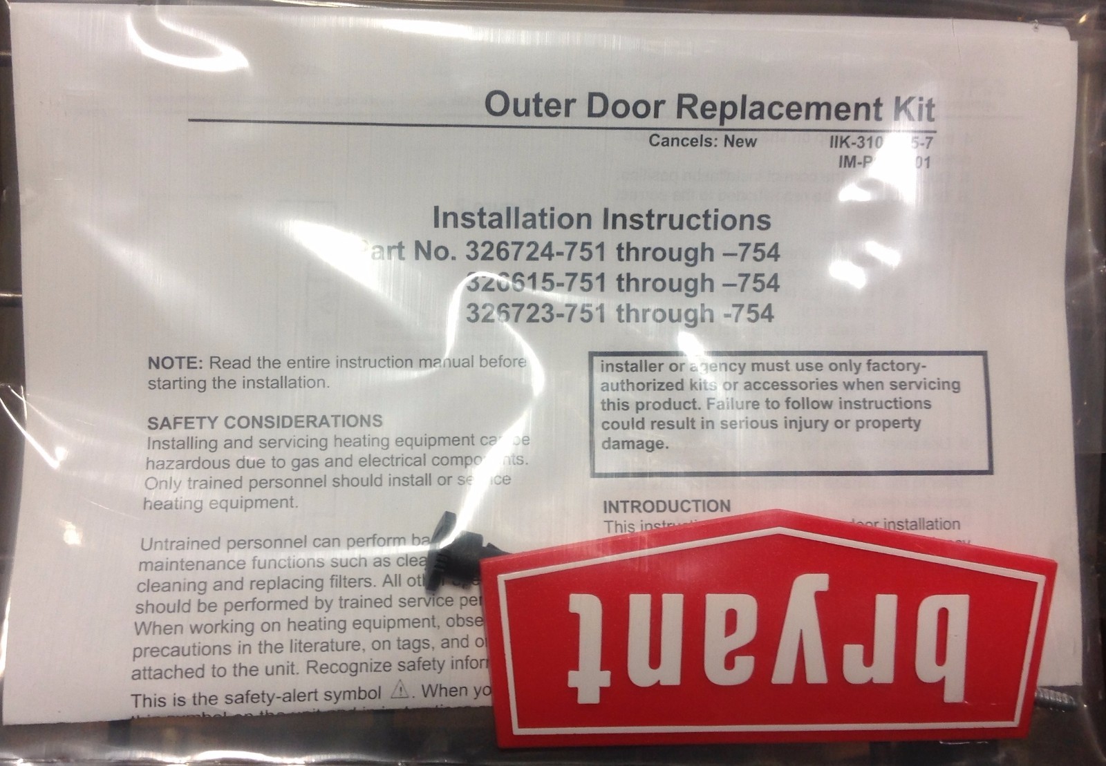 ~Discount HVAC~ CP-326615751 - Carrier Control Outer Door Replacement Kit