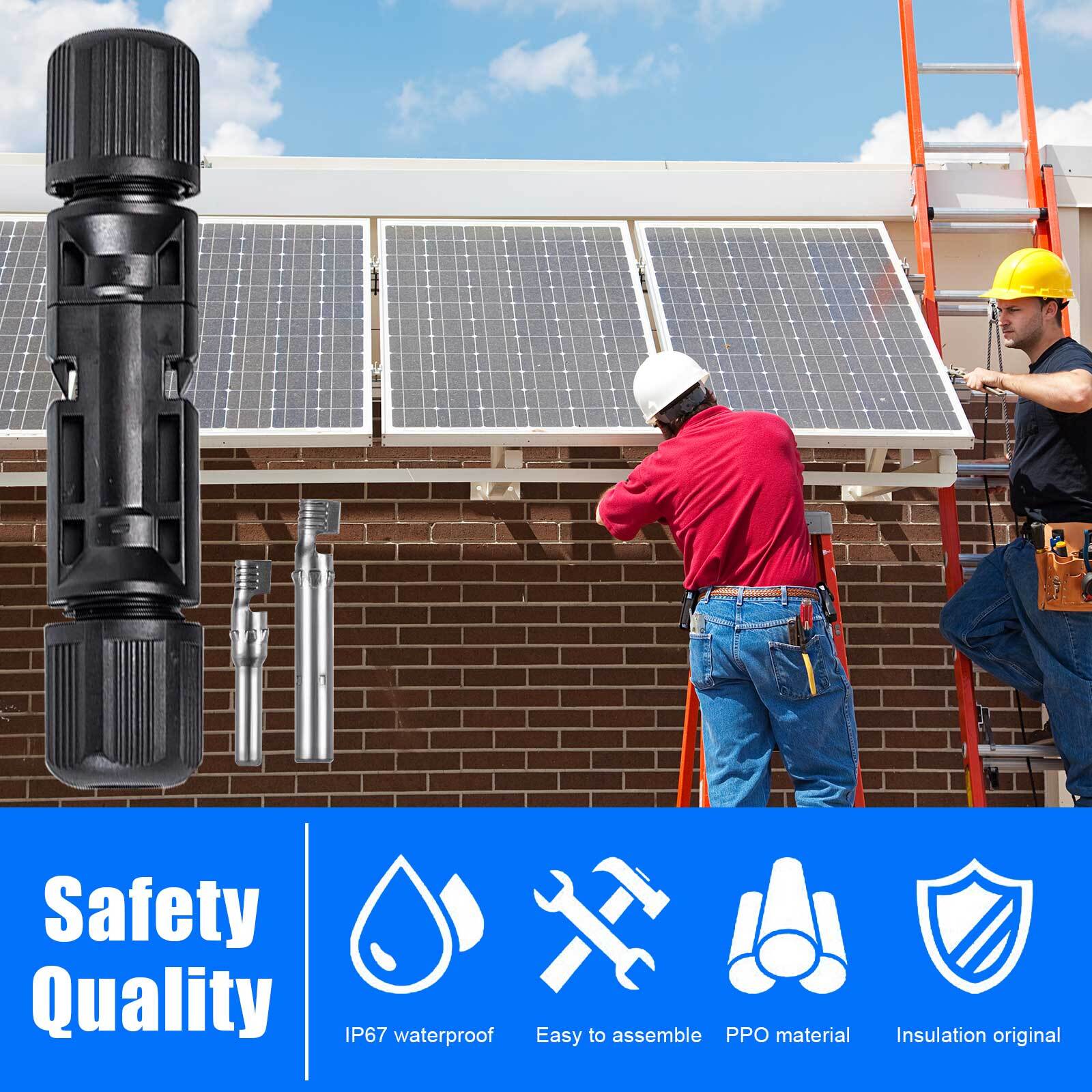 NEW 10Pcs Solar Cable Connectors 4mm-6mm 30A Waterproof Solar Panel Wire Joiners
