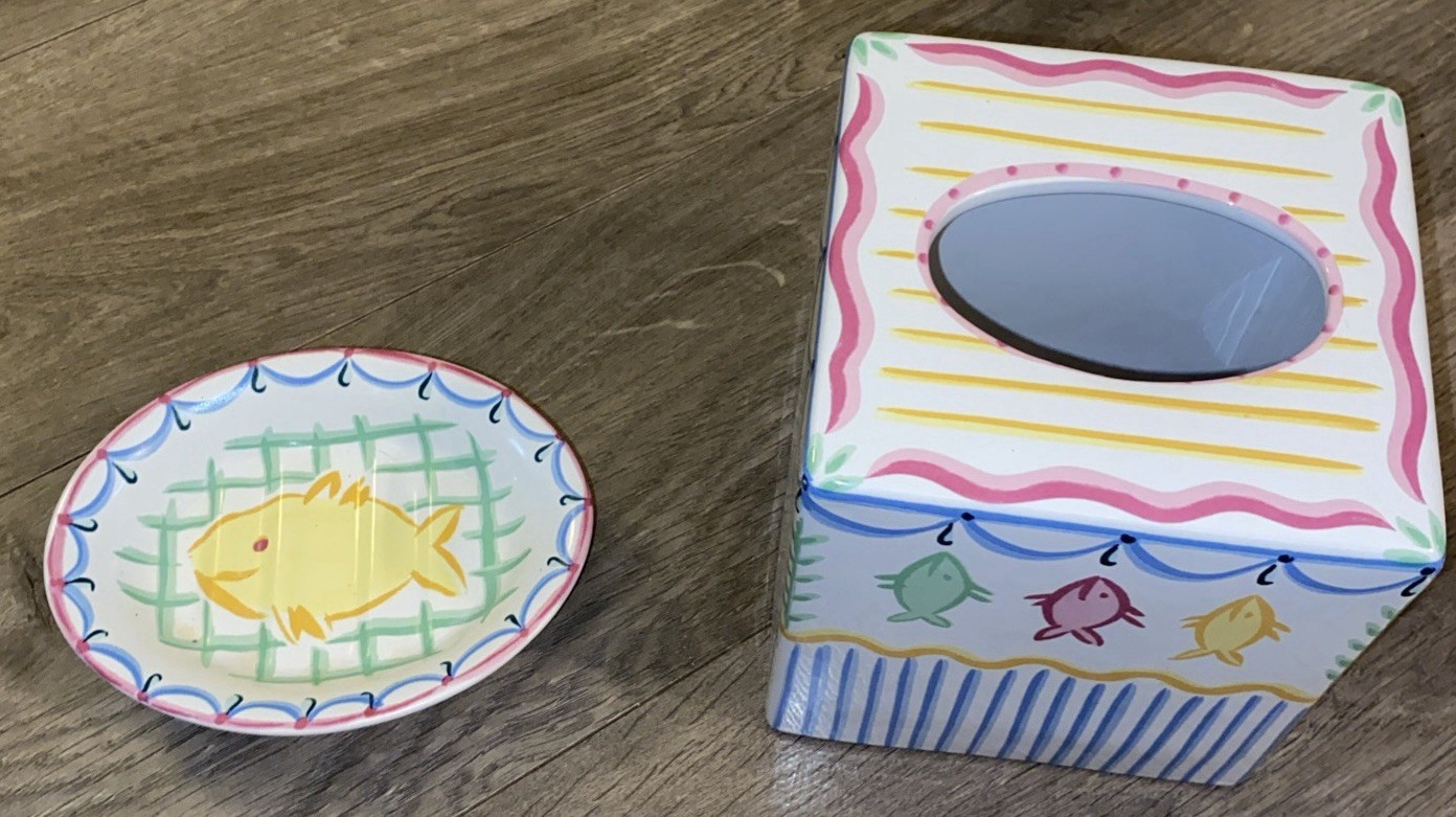 Kate Williams for Porta Small Frys Fish Tissue Box + Soap Dish 1995 No Issues EC