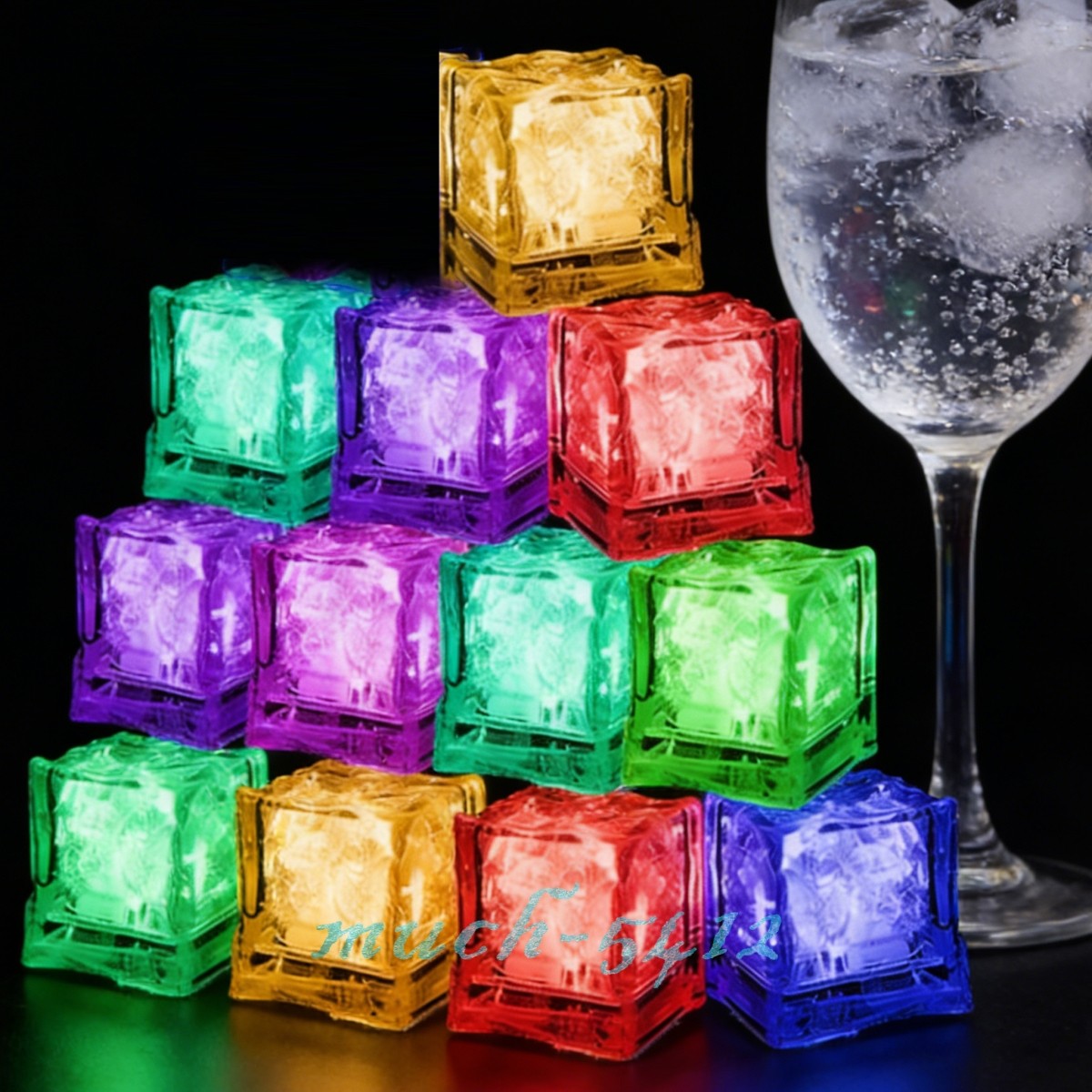 12 Luminous Liquid Activated Ice Cubes Slow Flashing Home Pond Decor Wine Drinks