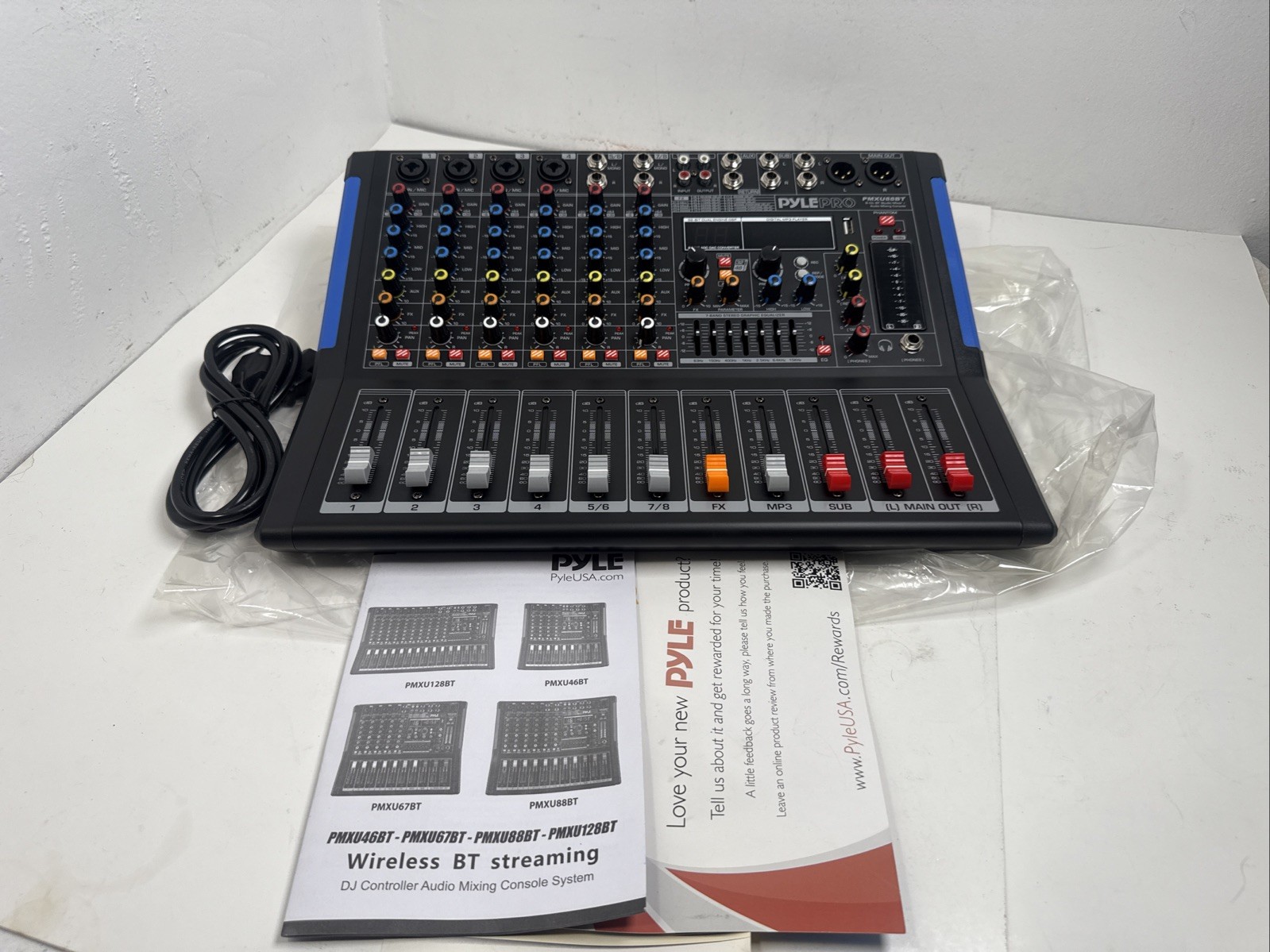 Pyle Pro PMXU88BT 8-Channel Audio Mixer w DSP EQ USB Bluetooth – See Description