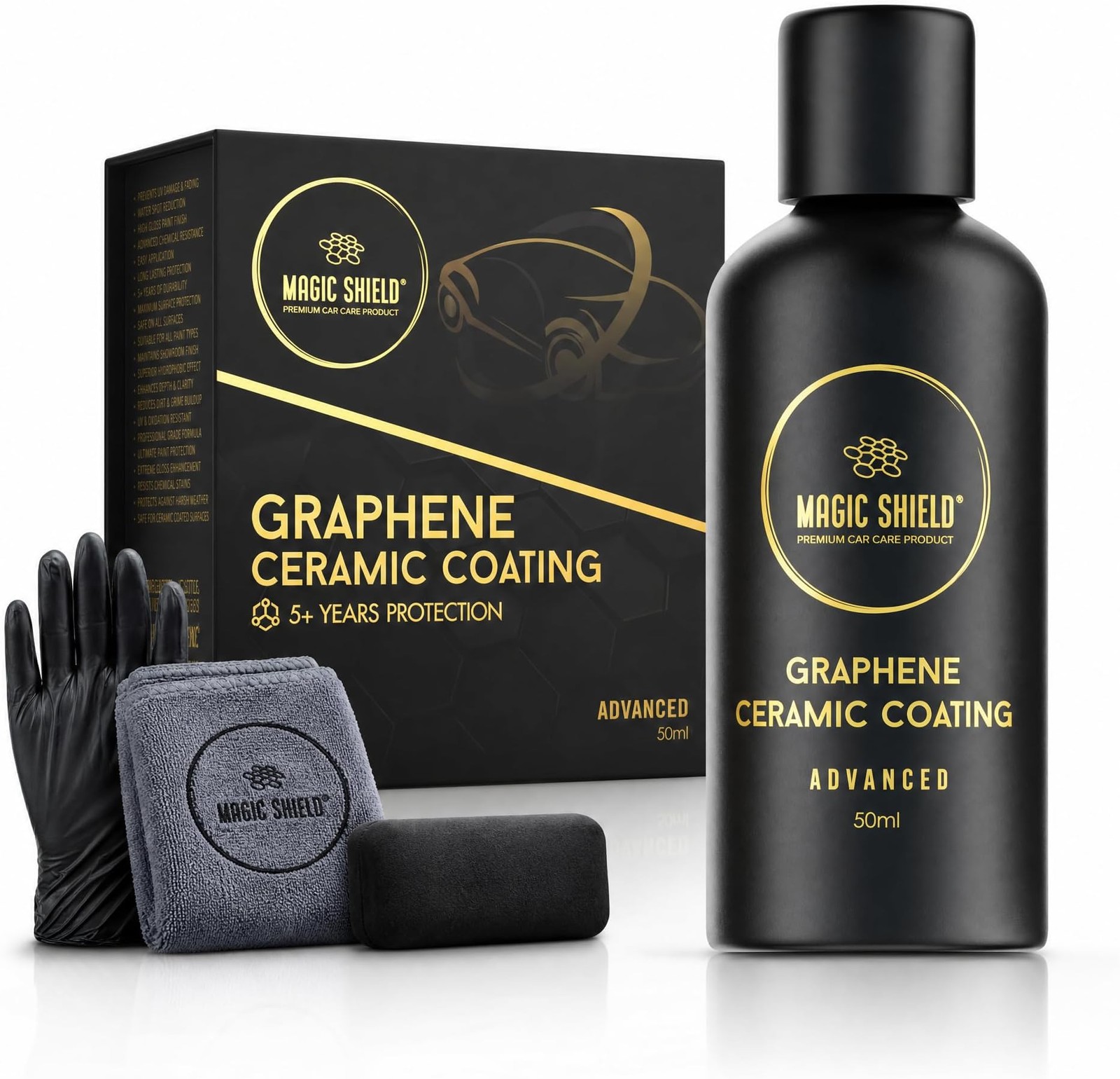 Magic Shield Graphene Ceramic Coating for Cars, 5-Year, 50 mL | High-gloss hy...