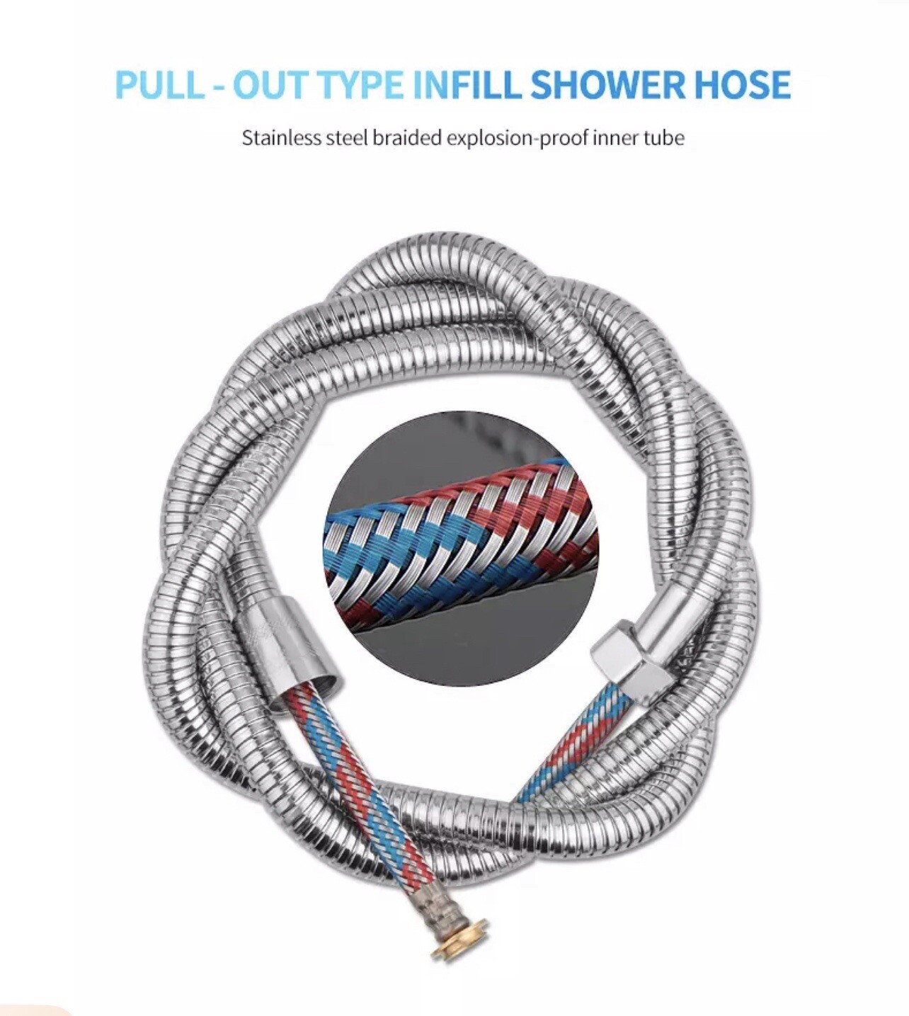 Pedicure Spa Chair Mixing Water Spray Hose G1/2 Explosion Proof Leak Resistant