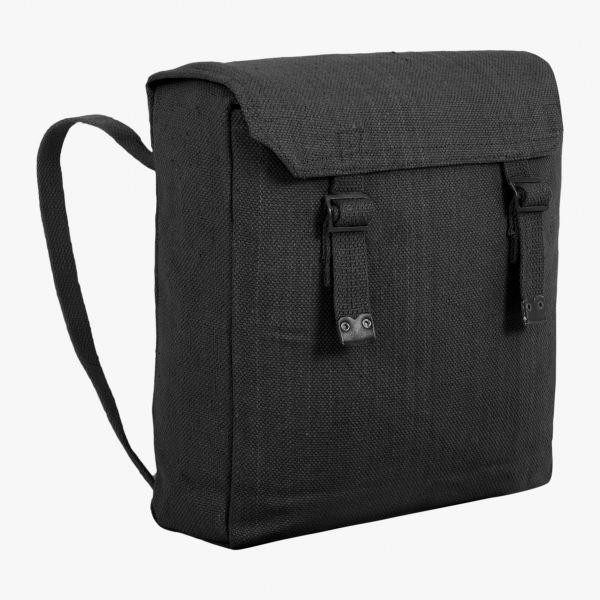 BLACK Haversack Back Pack New Classic A4 Size Canvas Rucksack / Shoulder Bag
