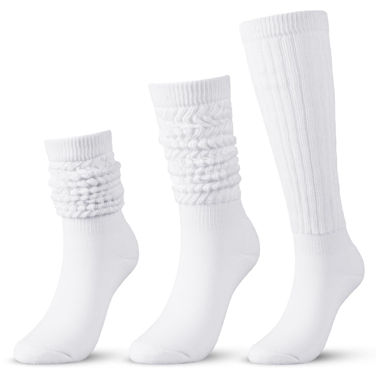 diputox Slouchy Socks Women Slouch Scrunch Knee High Boot Medium, White02