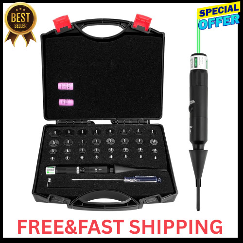 Professional Laser Bore Sight Kit with 32 Bore Adapters, Fit .17 to 12GA