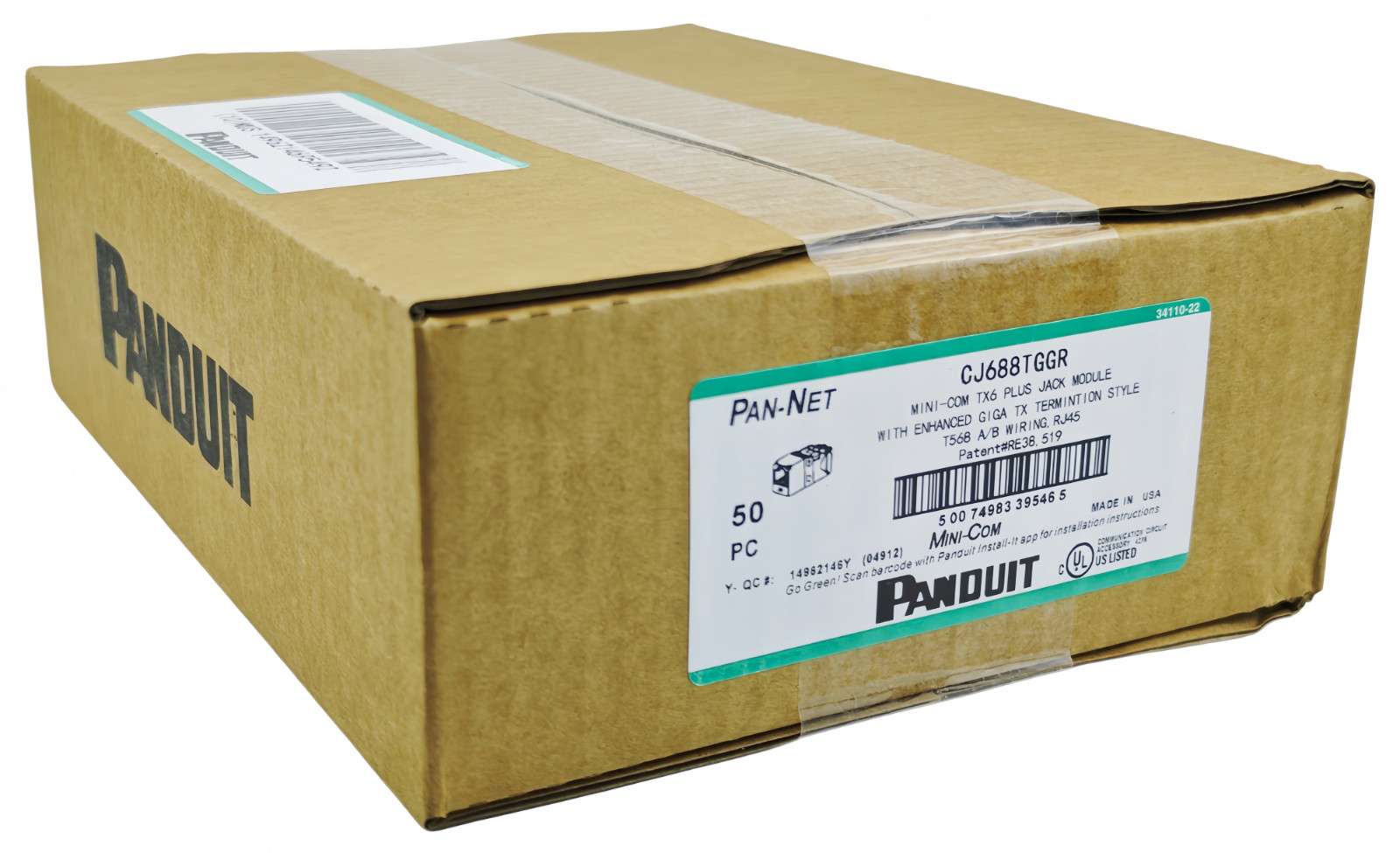 BOX of 50pcs CJ688TGGR Green For Panduit Giga TX Cat6 jack US Stock