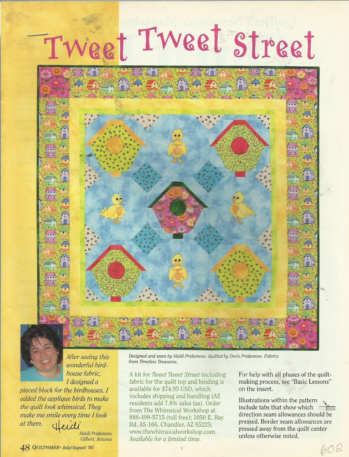 A0096  TWEET  TWEET STREET WALLHANGINGQUILT PATTERN/INSTRUCTIONS