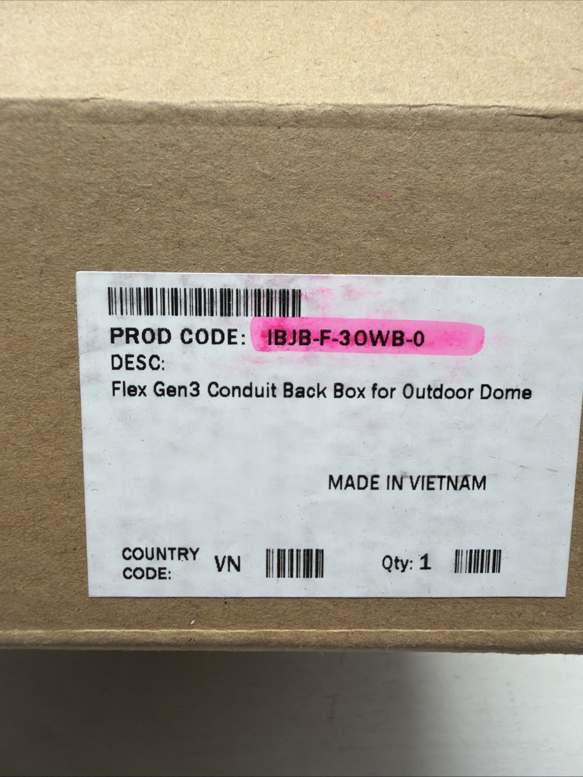 Tyco Illustra Flex Gen3 Conduit Back Box for Outdoor Dome IBJB-F-30WB-0 White