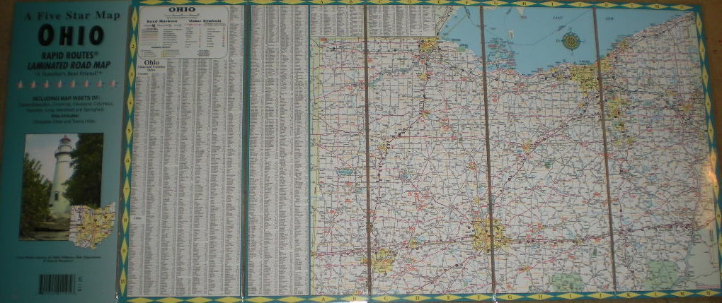 Road Map of Ohio, by Five Star Map, Folded & Laminated