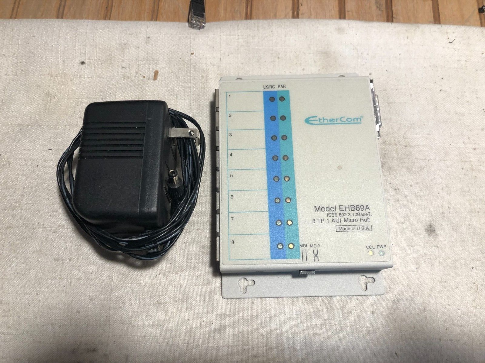 VINTAGE EtherCom 9 port Ethernet 10baseT Hub EHB89A With Power Adapter Tested