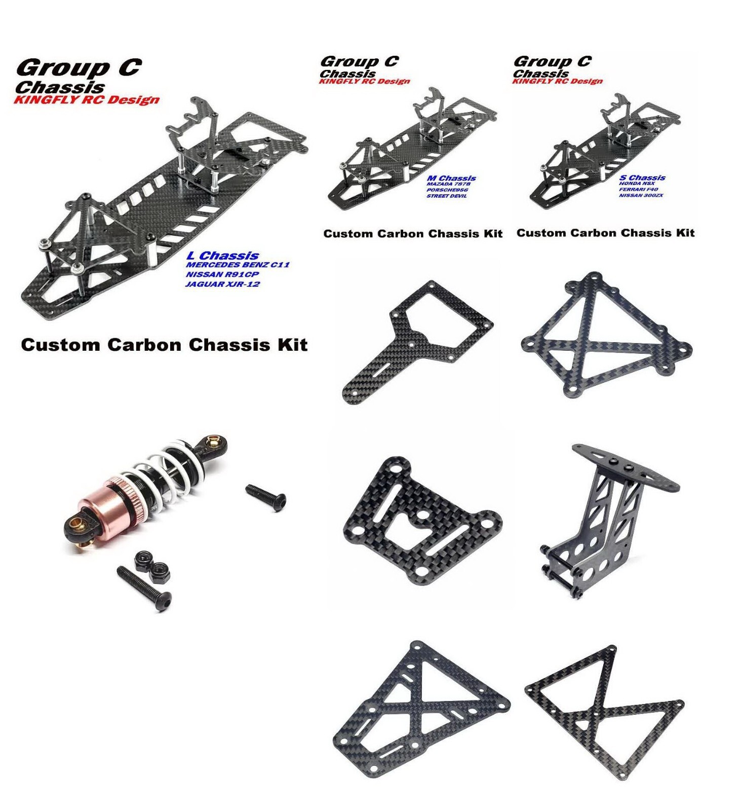 Carbon Chassis/parts  for TAMIYA 1/10 Group C  Benz C11/PORSCHE 956/MAZDA 787