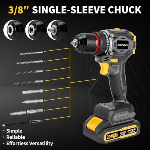 Brushless Compact Drill Tool Set, 60N.m 20V Cordless Drill Tool Box with Gray