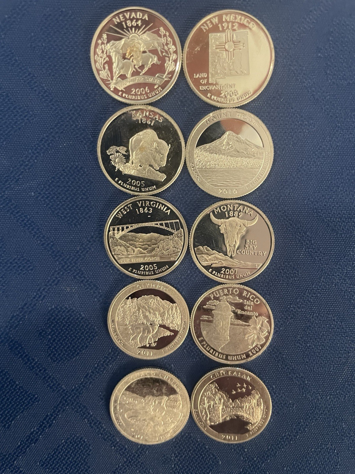 38 Silver Proof Quarters US Mint State And Territory Various Years
