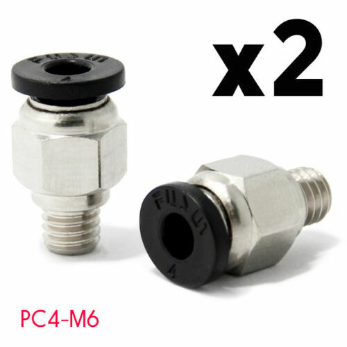 2x PC4-M6 Pneumatic Fitting for PTFE Tube 4mm Bowden Extruder 3D Printer