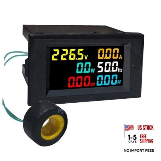 KETOTEK Digital Ammeter Voltage Meter AC 40-300V 100A Power Energy Panel Meter