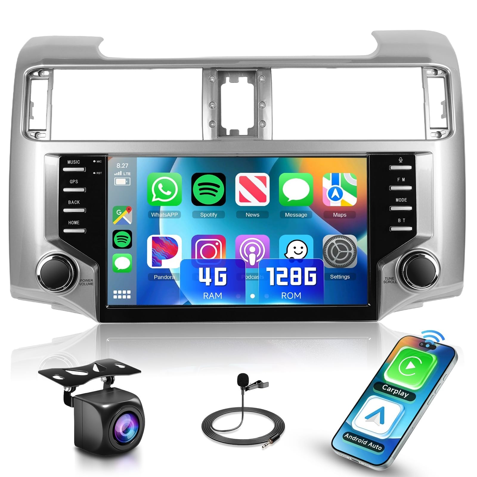 4G+128G Car Radio Stereo for Toyota 4runner 2010-2020, 9inch HD in-Cell Touch...