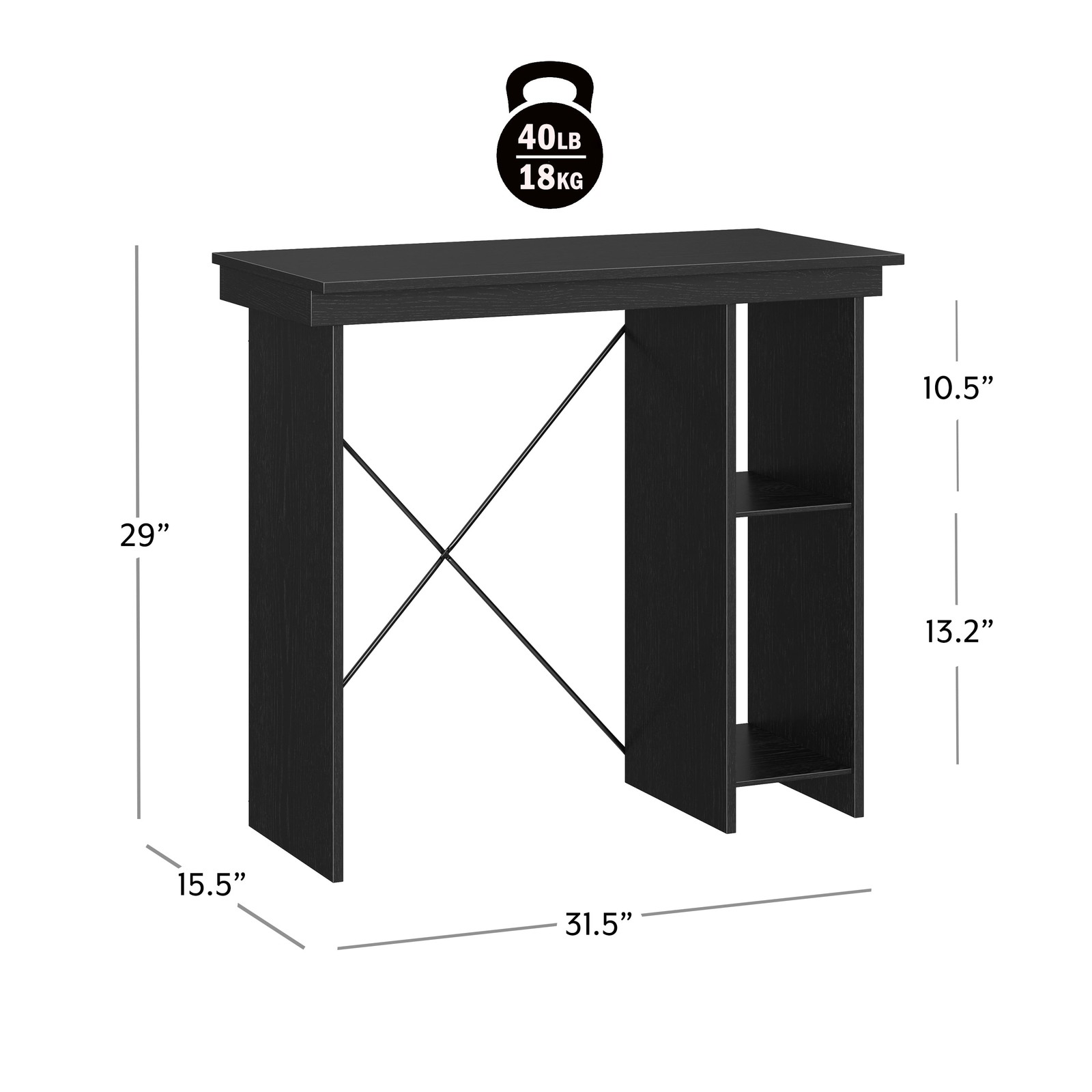 Ardent No Tools Small Space Writing Desk Black