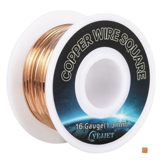 16 AWG Square Copper Wire - Square Copper Wire 30 Ft 16 Gauge 1.3x1.3 mm