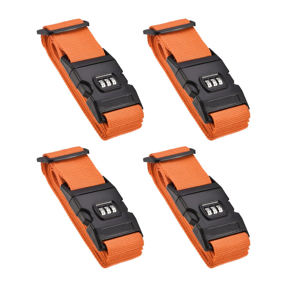 4Pcs Luggage Straps Suitcase Belts with Buckle Combination Lock 2Mx5cm Orange