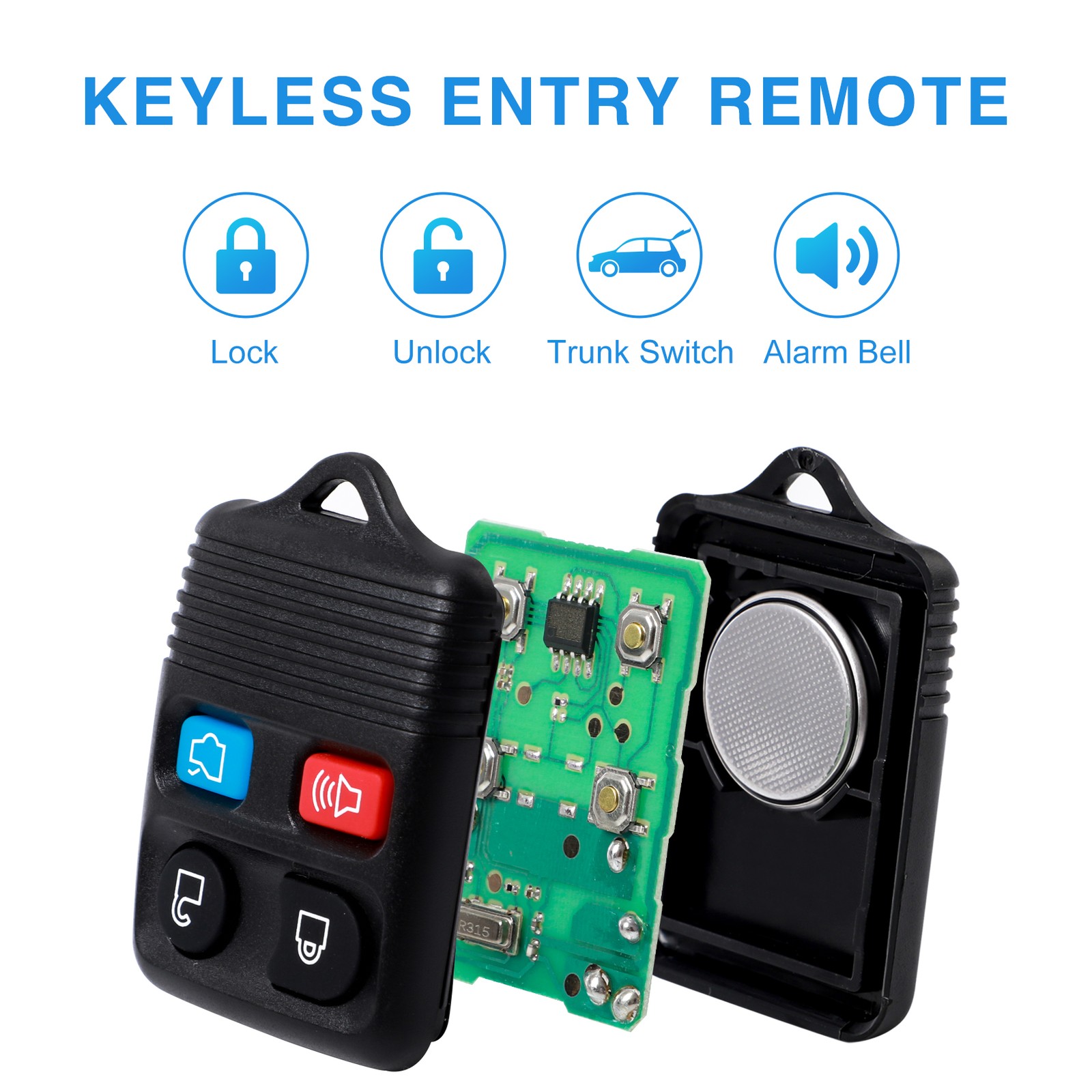 For Ford Replacement Alarm Remote Keyless Entry Control Key FOB Clicker 4 Button