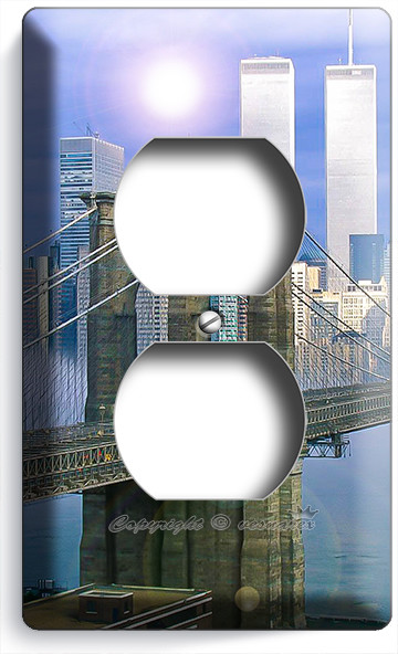 NYC BIG APPLE NEW YORK CITY BROOKLYN BRIDGE NY WTC TWIN TOWERS OUTLET ROOM DECOR