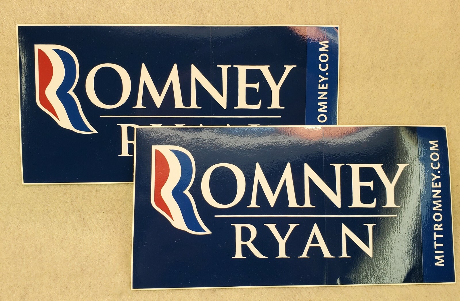 Lot of 2 Romney / Ryan 2012 Presidential Campaign Stickers