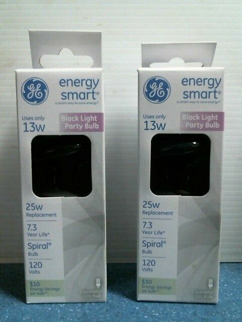 GE 78957, Black Light Party Bulb, 13 W, Spiral Bulb, Lot of 2, FREE SHIPPING