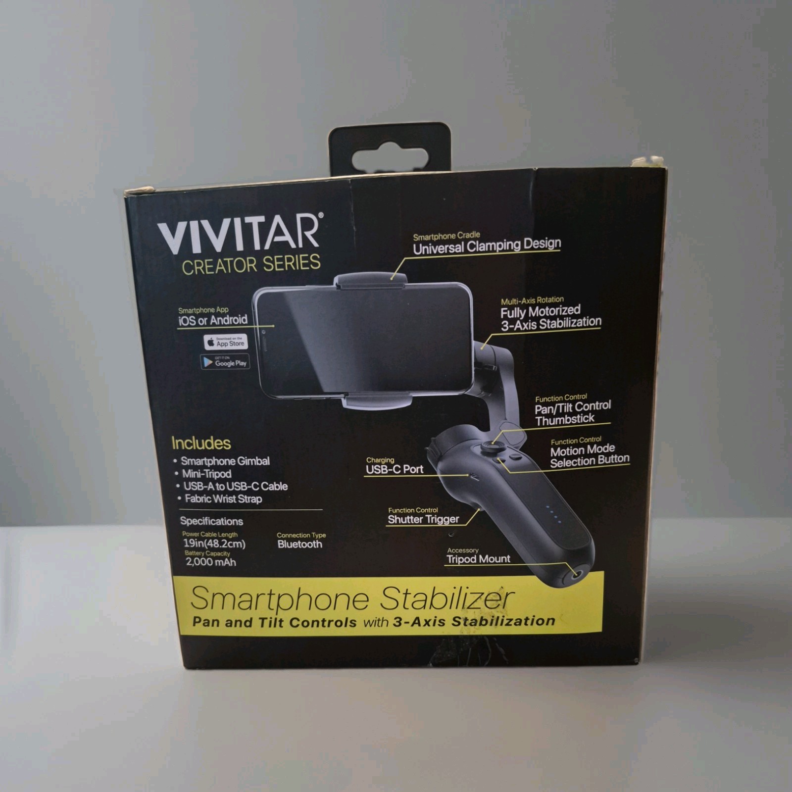 Vivitar Creator Series Smartphone Stabilizer 3-Axis Gimbal Bluetooth New