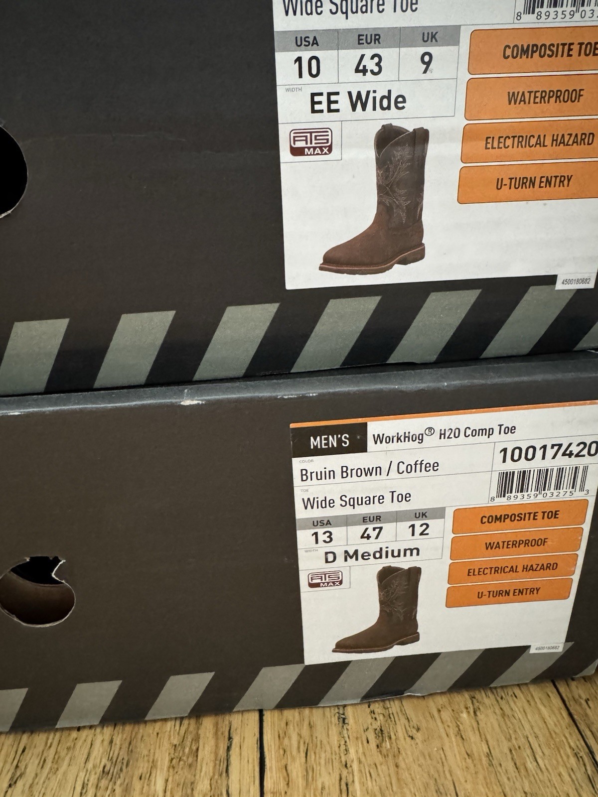 Ariat Workhog H2O Waterproof Composite Square Toe Work Boot 10017420
