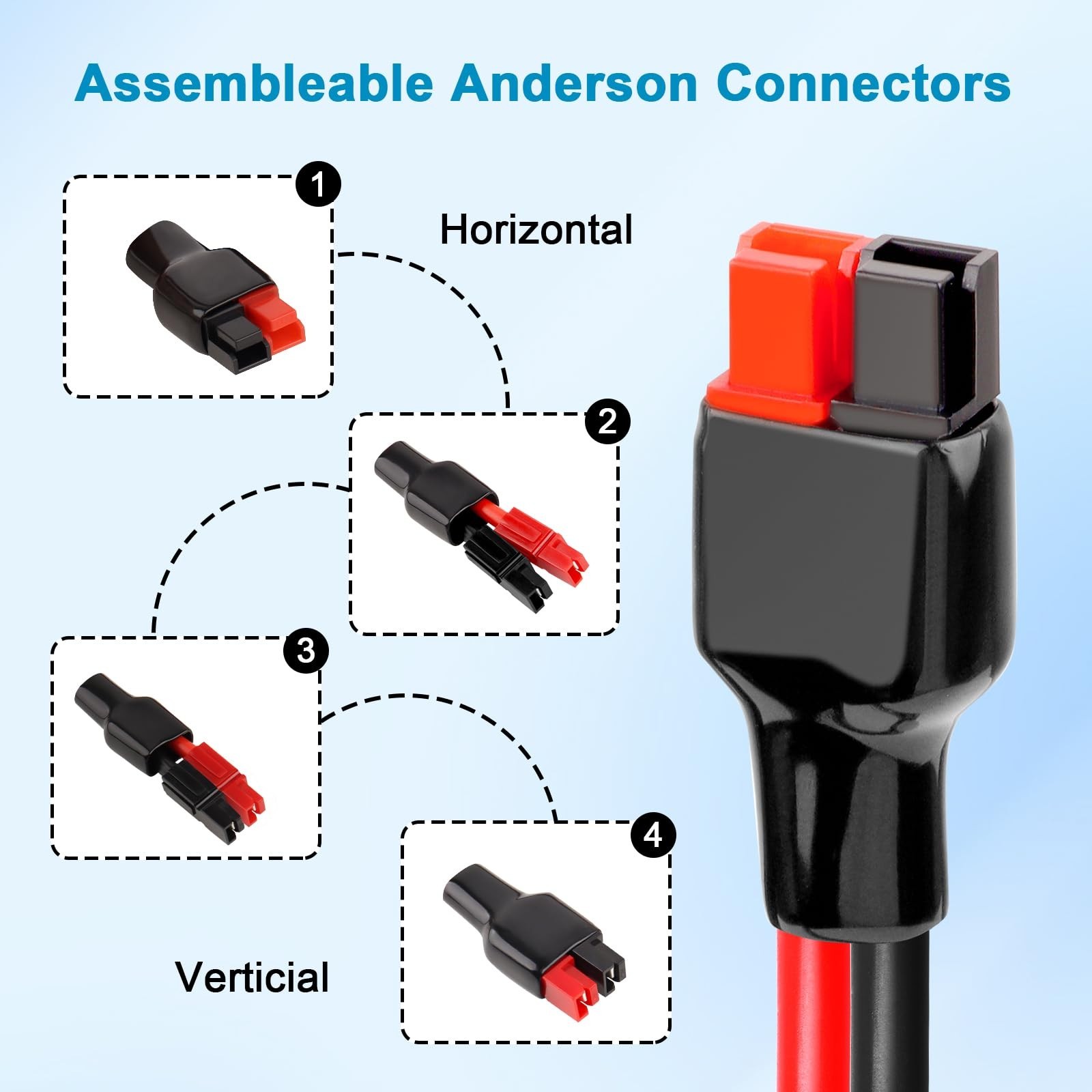 XRDS -RF 10AWG Solar Panel Anderson-Style Connector Extension Cable 50FT