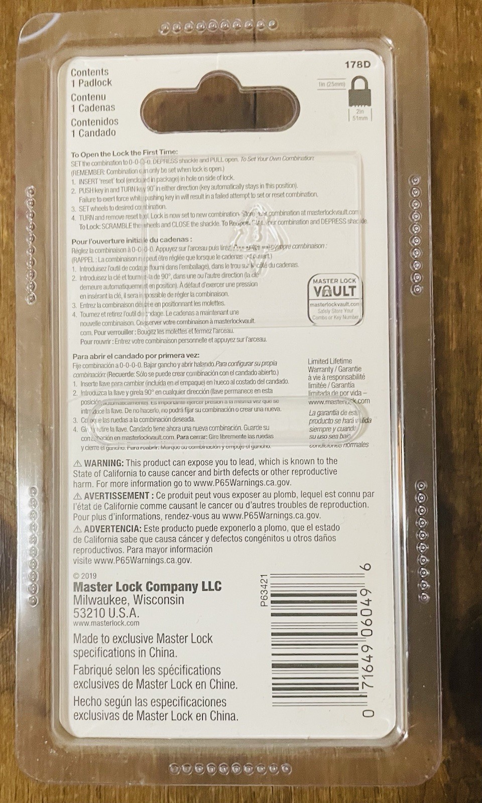 MASTER LOCK ES178D Black Tough Under Fire - 4 Number - Combination Padlock - NEW