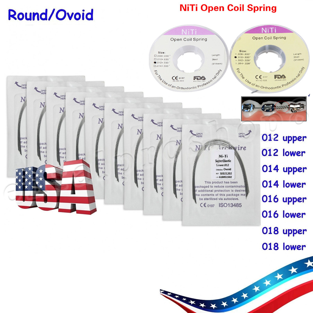Dental Super Elastic Niti Round Arch Wires for Bracket / Niti Open Coil Spring
