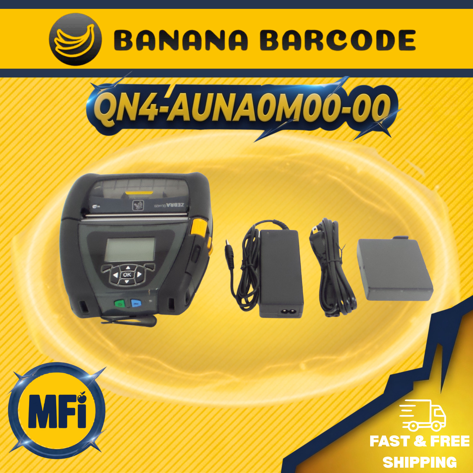 Zebra QN4-AUNA0M00-00 Portable Direct Thermal Printer | MFi | 203 dpi| WiFi 🟨⚫️