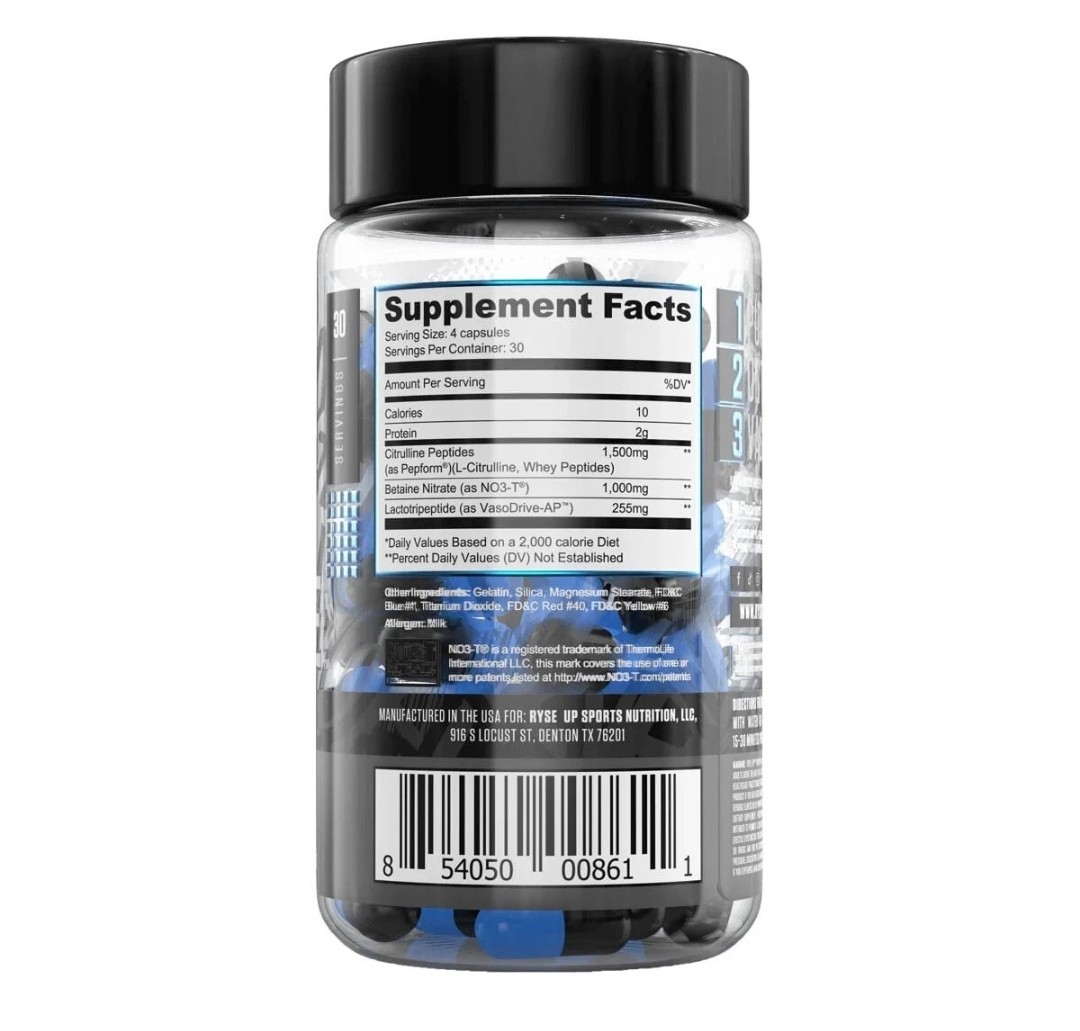 RYSE Pump Cap Max Nitric Oxide Vasodilator 120 Capsules