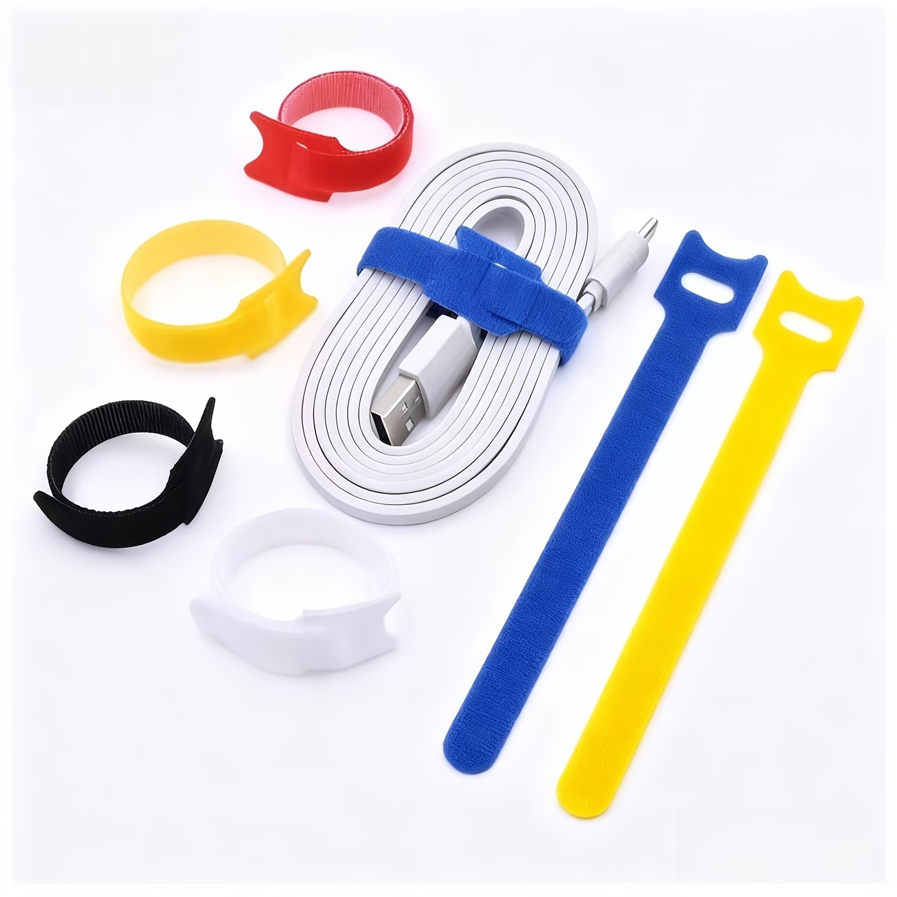 50 Pcs Reusable Cable Ties, Multipurpose Nylon Hook & Loop Straps, Cord Organ