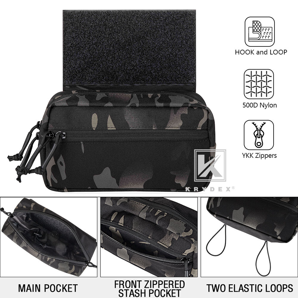 KRYDEX Tactical Drop Pouch SACK Chassis Hook & Loop For Chest Rig Black MC Camo