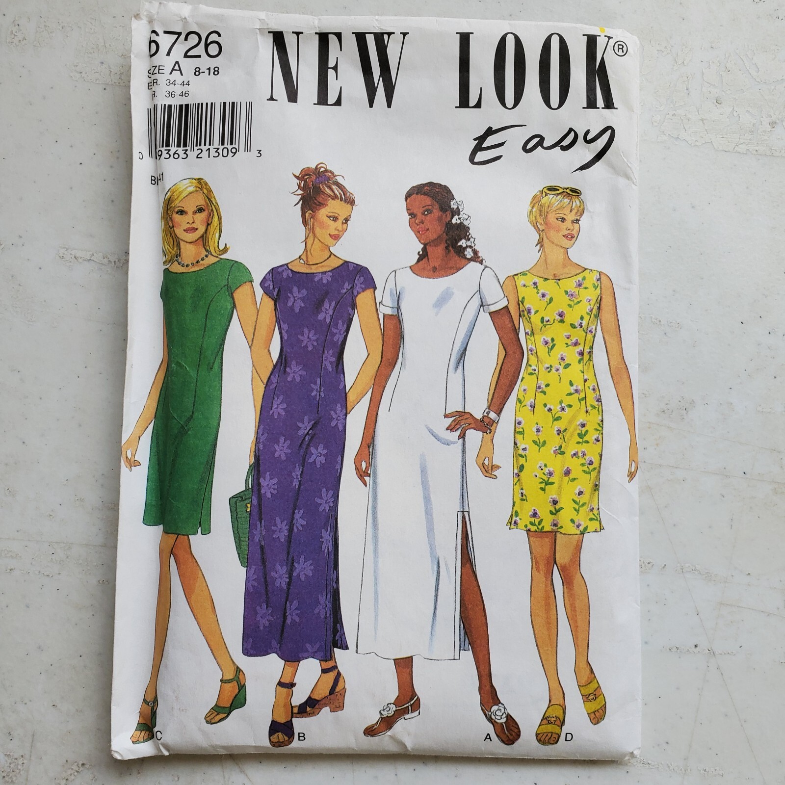Vintage Simplicity 6727 Dress Semi-Fitted 2 Lengths Misses 8 10 CUT 10 1990s