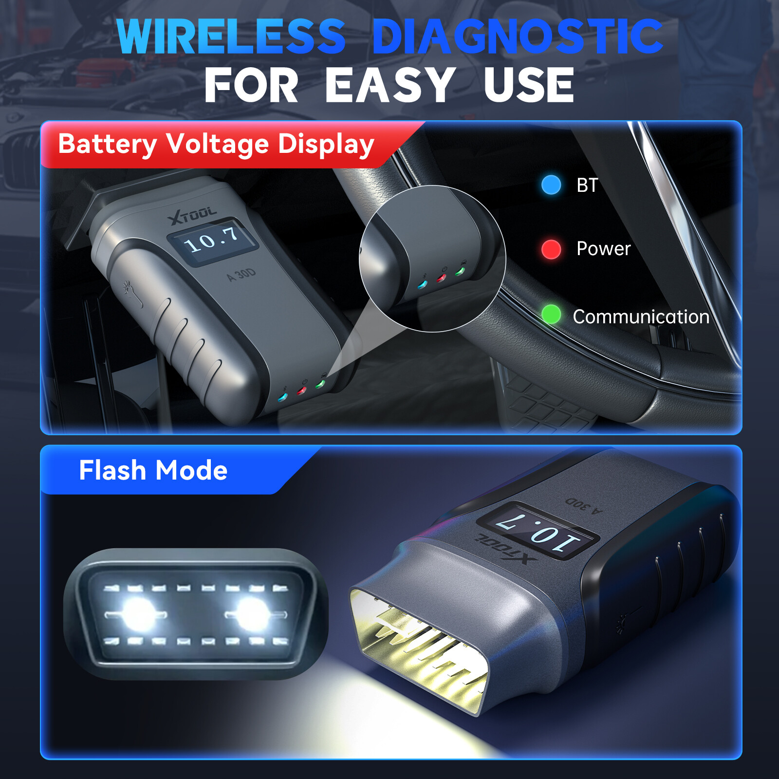 2026 XTOOL A30D V2.0 BT Wireless Car Diagnostic Tool OBD2 Scanner Code Reader AI