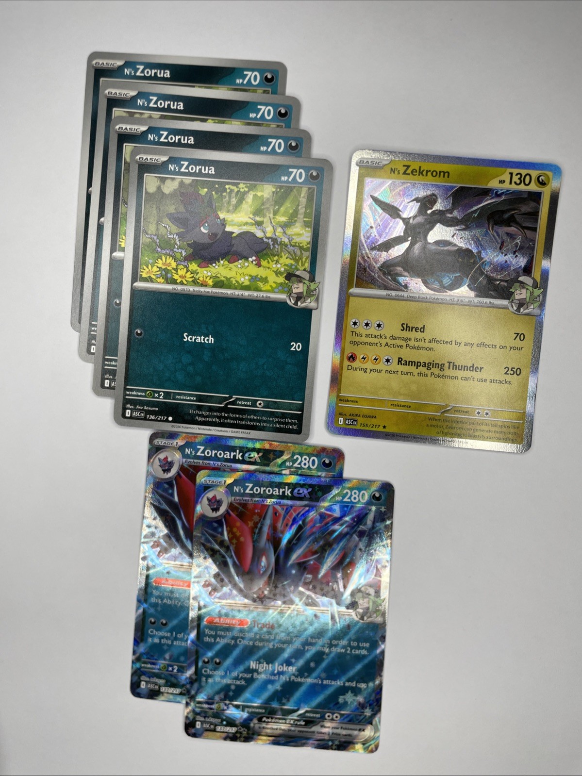 Pokemon TCG N's Zoroark ex Deck Core Lot Ready to Build NM Zorua Zekrom Zoroark