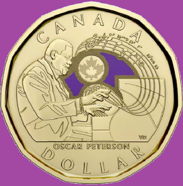 2022 Canada Oscar Peterson Colored Loonie. Mint UNC One Dollar $1 Coin Loon