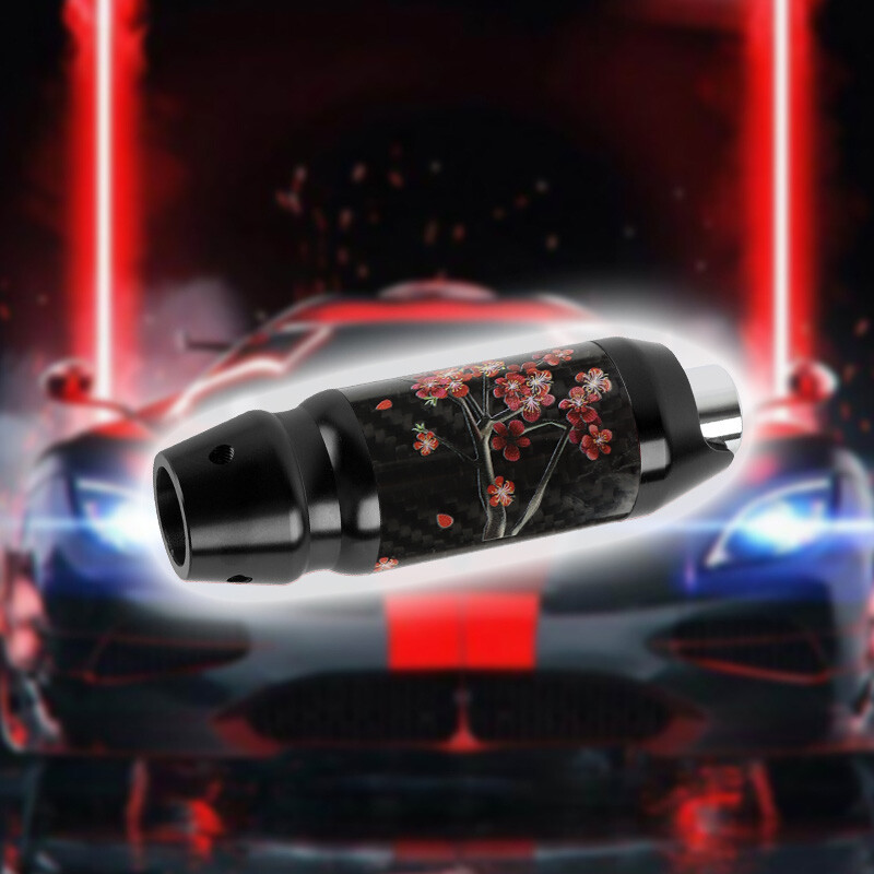 JDM SAKURA Blossom Flower Black Carbon Fiber Automatic Stick Gear Shift Knob 4"
