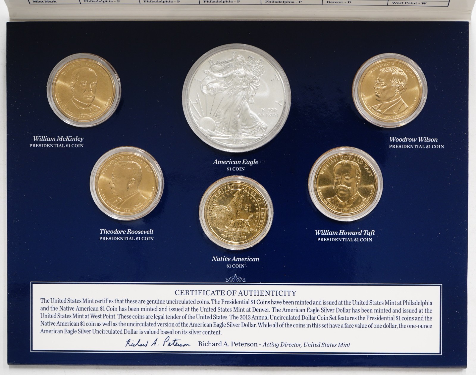 2013 U.S. Mint Annual Uncirculated Dollar Coin Set