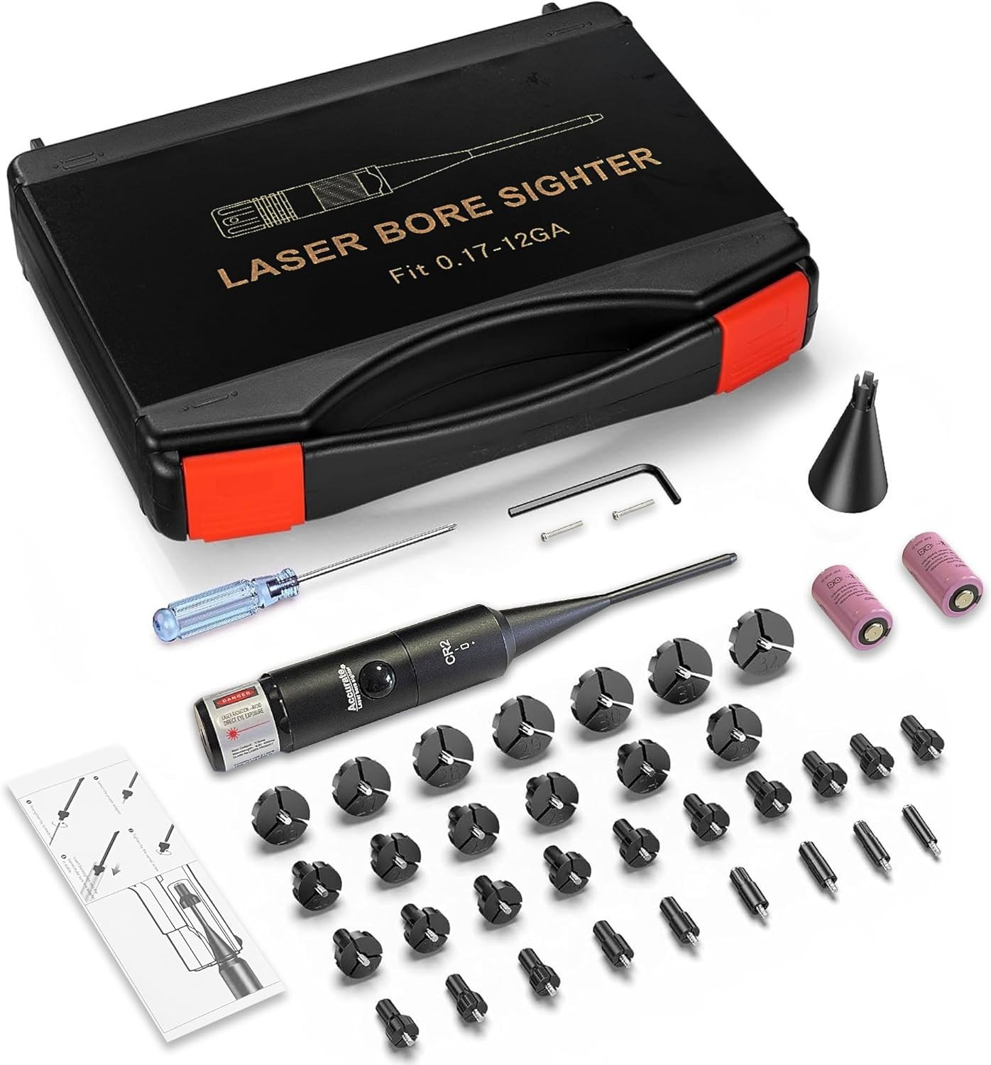 Professional Laser Bore Sight Kit with Button Switch,Red/Green Laser with 32 Ada