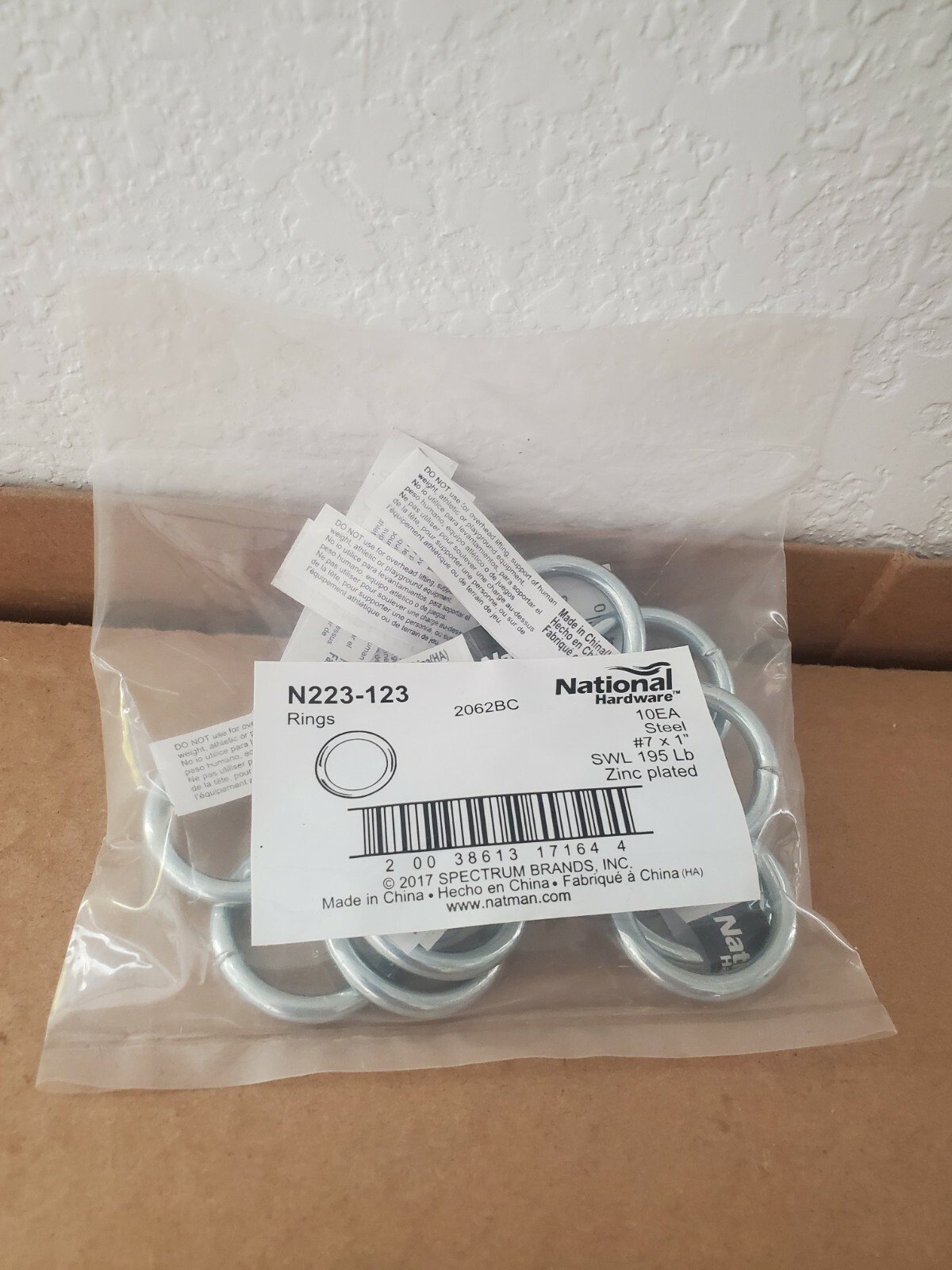 LOT OF 10x NATIONAL HARDWARE ZINC PLATED RINGS N223-123
