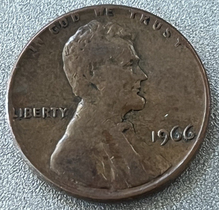 ERROR 1966 LINCOLN PENNY - LETTERS CLOSE TO RIM, SEE ALL PICS, CIRC.
